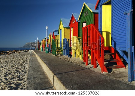 Beach Huts at St. James Beach in Cape Town, South Africa
