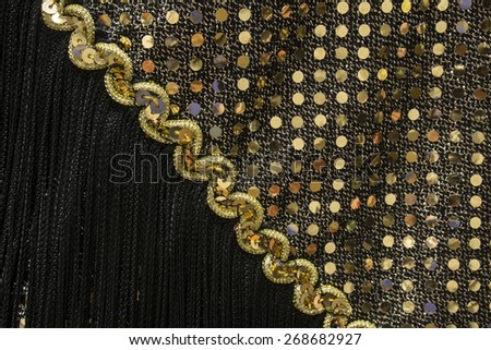 Twenties Era Gold Sequin Dress with Black Fringe Detail