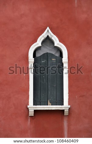 Detail of an old venetian style window. Venice. Italy