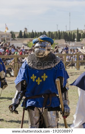 french knight after fight in a Medieval combat competition