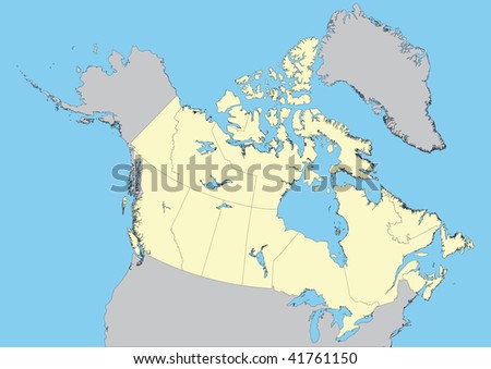 detailed map of canada and provinces. stock vector : High detailed