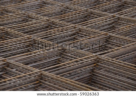 stock photo Metal mesh made with rusty iron rods