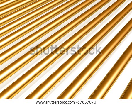 stock photo : golden cylinders in perspective. Abstract background
