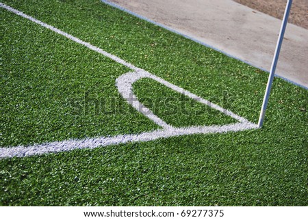 Flagged corner kick in the soccer playground