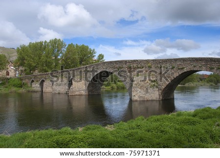 Old bridge over tormes river in Barco de Avila. Avila. Spain. Romanesque style
