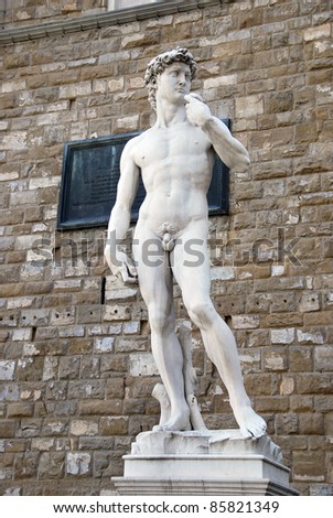 Statue of David. Copy of Michelanegelo's original. Piazza signoria. Florence, Italy