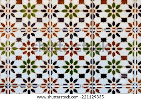 Picture of spanish ceramic tiles. Geometrical decoration