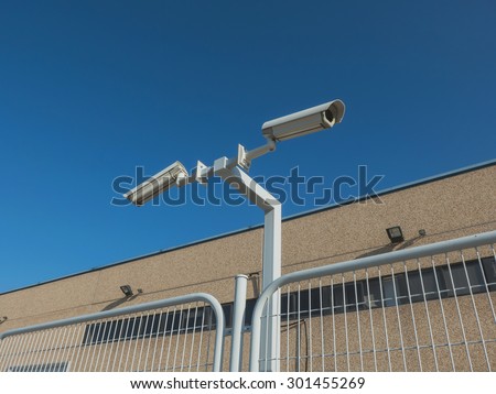 Security cameras in the fence of a private property