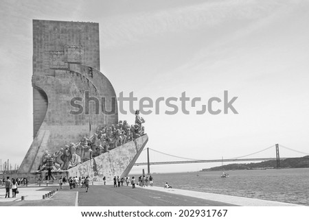 LISBON, PORTUGAL / CIRCA MAY 2014 - \'Padrao dos Descobrimentos\' (Monument to the Discoveries) monument in Lisbon by the Tagus river