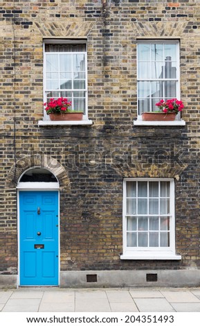 Blue house door on a London street