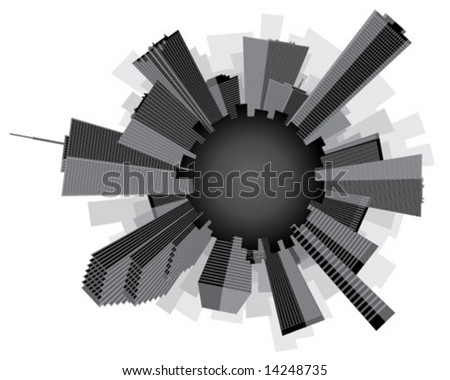 new york skyline black and white drawing. stock vector : Black and white