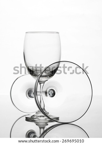 Empty wine glass and cocktail glass art composition creative