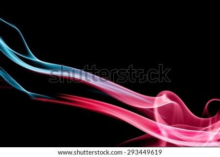 The Free Form of Smoke color two tone mix together on black background