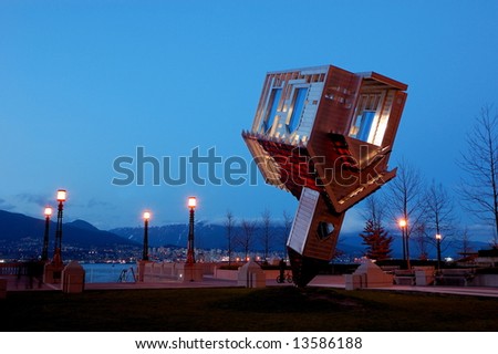 Upside Down House - Device to Root Out Evil in Coal Harbor Park, Downtown Vancouver