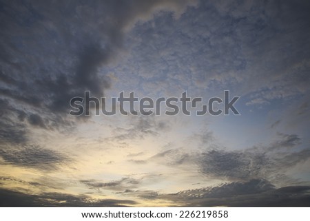 Abstract dark cloudy sky in blue hour background