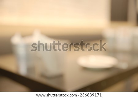 Abstract blurry bright restaurant with modern style decoration
