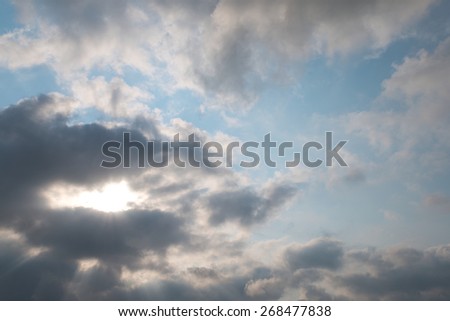 Abstract clear blue sky with bright sun star shining on the sky