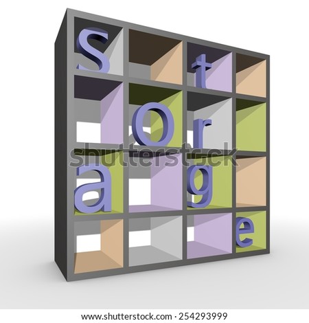 A closet with 3D letters forming together the word closet