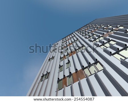 Looking up to the top of a skyscraper