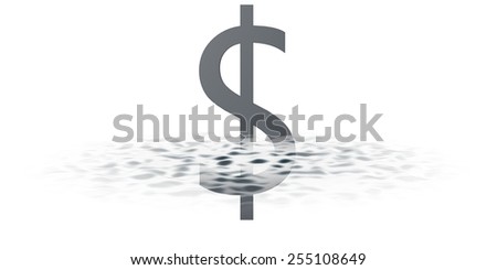 Dollar sign under water. White background