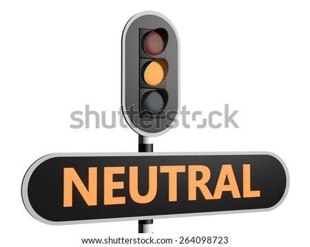 Traffic light with an orange light and below a sign with the text \