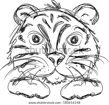 Hand drawn tiger head