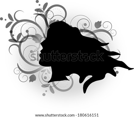 Silhouette of woman head with floral ornaments