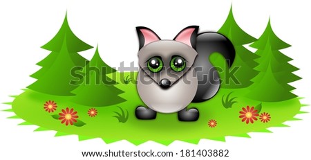 Cute wolf on piece of forest