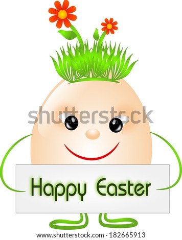 Cute easter eggs with label Happy Easter