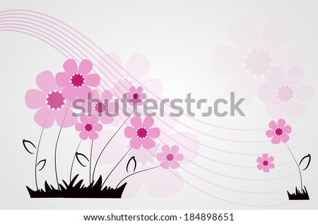 Light pink flower on light gray background with waves