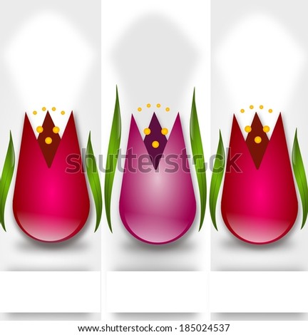 Designed card with pink tulips