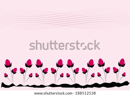 Light pink background decorated with dark pink black flowers
