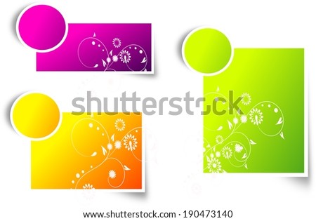 Three different colored labels with floral ornaments