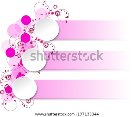 Pink floral info graphic template with three circles