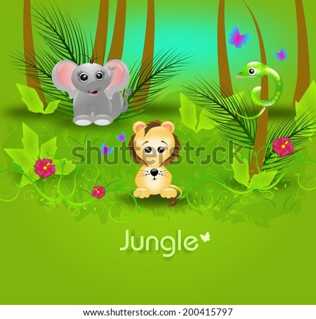 Jungle background template with wild animals