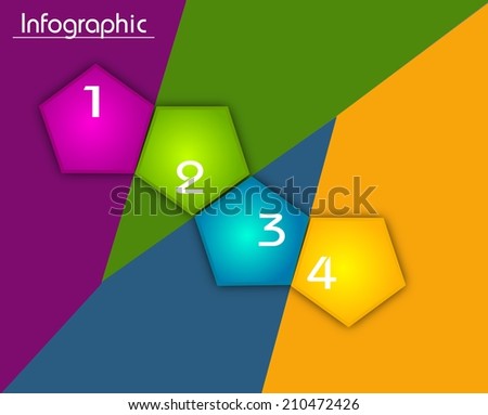 Info graphic template with colored shapes for four steps