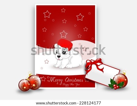 Christmas greeting with blank label and christmas decorations