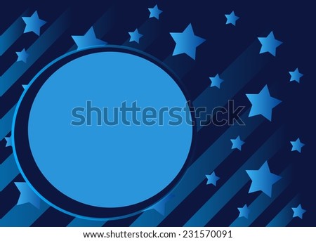 Illustration of blue background with stars and circle for your text