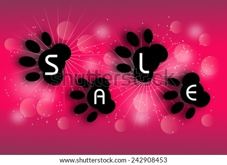 Pink sale background with four dog paws