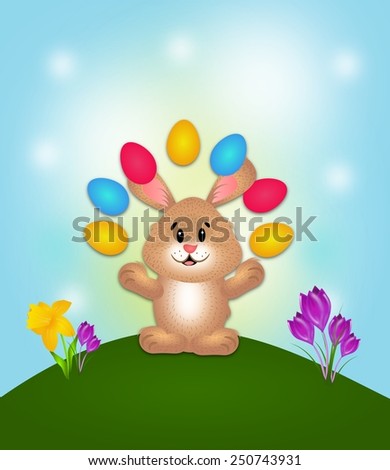 Illustration of easter rabbit on background card