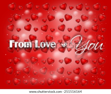 Red valentine background with a lot of small red hearts and white text From Love to You