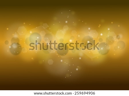 Horizontal golden sparkling background with lights and golden shine