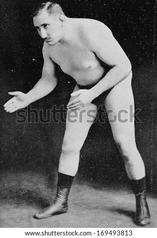 Czech, Prague - Circa 1912: Reproduction Of Vintage Photography Showing Best Czech Wrestler Josef Smejkal In Czech, Prague, Circa 1912