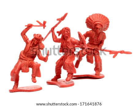 red plastic toy indian
