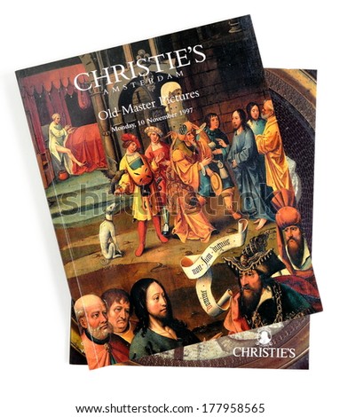 LONDON, UK - FEBRUARY 19, 2014: Christie\'s auction catalog, published by Christie\'s on November 10, 1997. Christie\'s is currently the world\'s largest fine arts auction house.