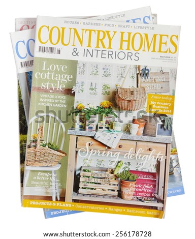 MALESICE, CZECH REPUBLIC - FEBRUARY 26, 2015: Stack of british home design magazine Country Homes and Interiors on display in Malesice, Czech republic in February 2015.