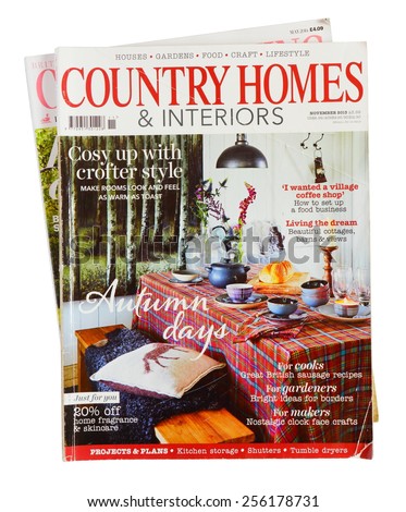 MALESICE, CZECH REPUBLIC - FEBRUARY 26, 2015: Stack of british home design magazine Country Homes and Interiors on display in Malesice, Czech republic in February 2015.