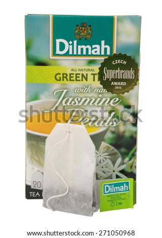MALESICE, CZECH REPUBLIC - MARCH 17, 2015: Dilmah Green Tea Jasmine Petals. Dilmah is a brand of Ceylon tea.