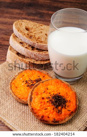 Latvian carrot and potato dessert with milk