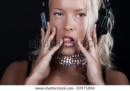 stock photo Picture of sexy girl showing her tongue